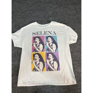 Official Selena Quintanilla Pop Art Graphic T-Shirt White Large Music Tee